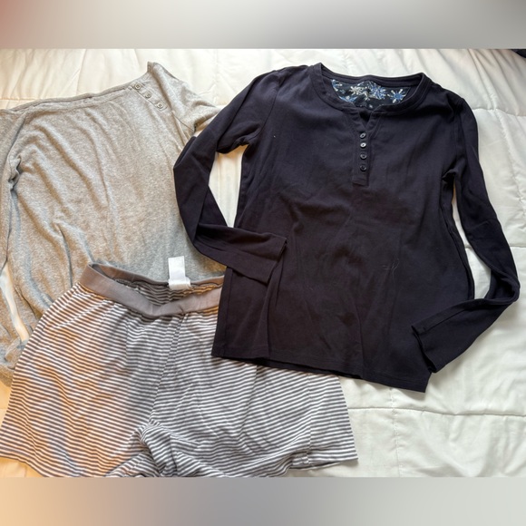 Disney Pajamas shorts striped, Gap & Talbots Cotton long sleeve Pajama tee’s - Picture 1 of 3